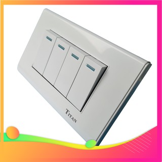 Mặt 2 công tắc đôi vuông 1 chiều Titan White
