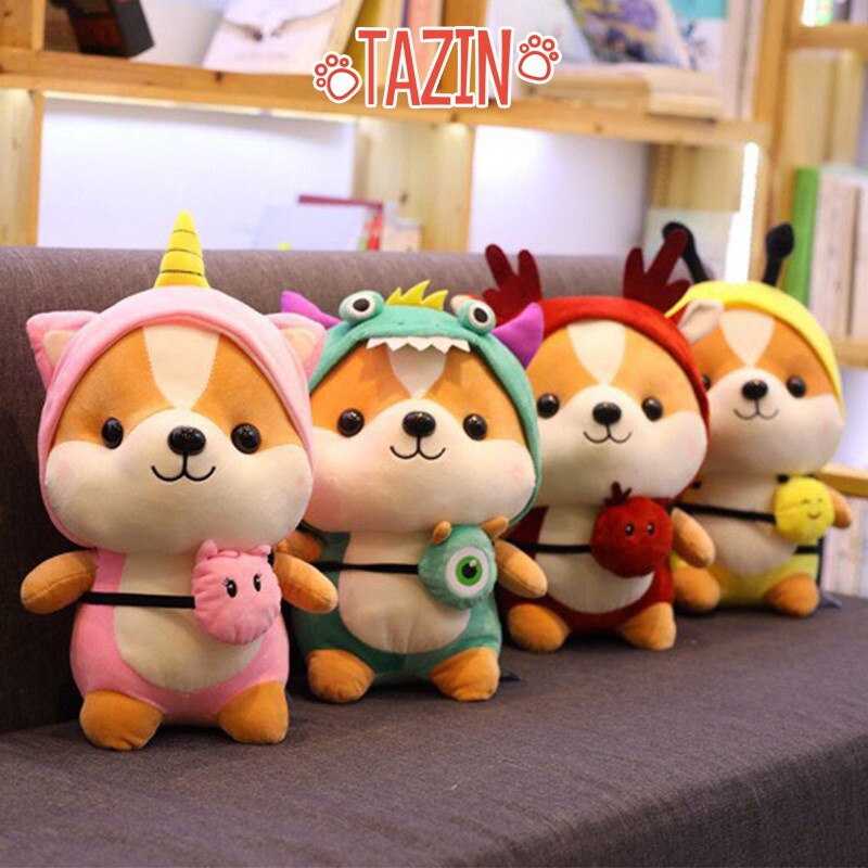 Gấu chó shiba cosplay, gấu bông chó shiba cosplay mini 25 cm cao cấp TAZIN