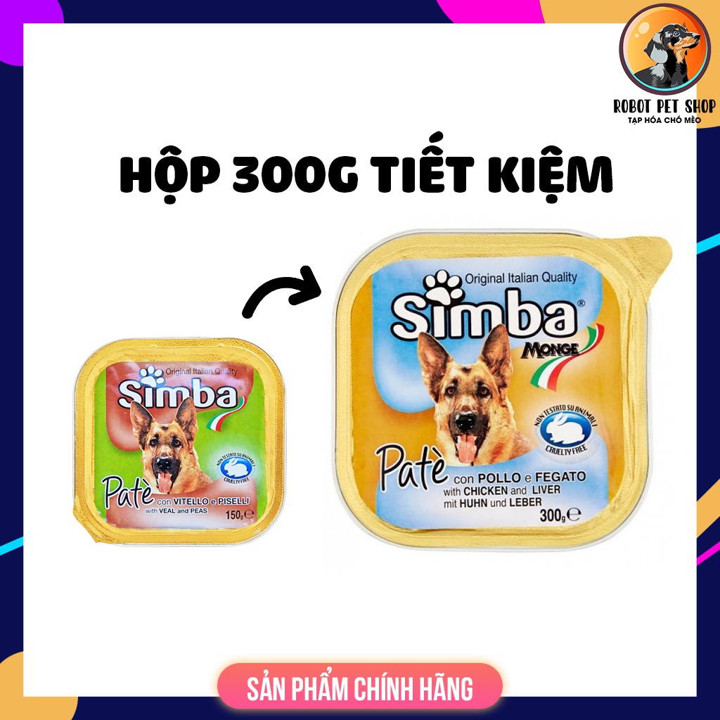 [Mã PET50K giảm Giảm 10% - Tối đa 50K đơn từ 250K] 300g Pate cho chó trưởng thành giá rẻ - Simba dog - ROBOT PETSHOP