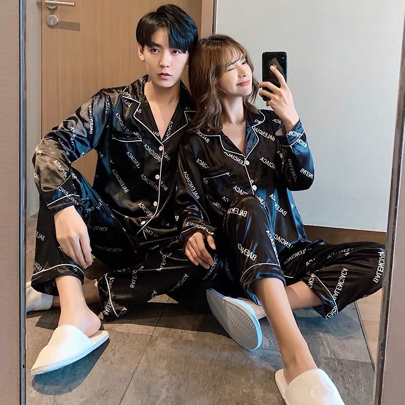 Pyjama nam nữ dài tay lụa cao cấp