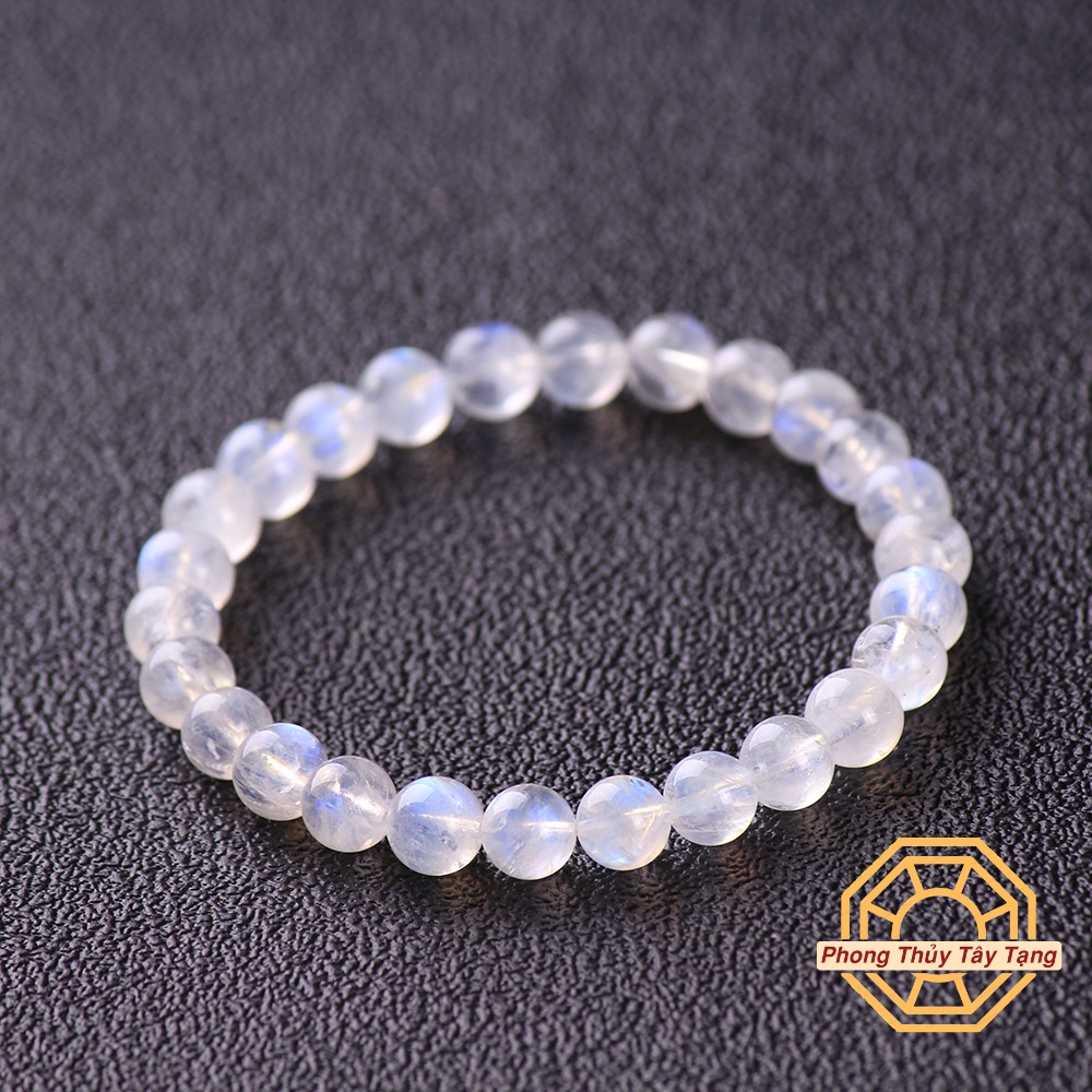Vòng Tay Phong Thủy Đá M Trăng Tự Nhiên [TẶNG HỘP GỖ] nữ mệnh Kim Thuỷ - Phong Thuỷ Tây Tạng