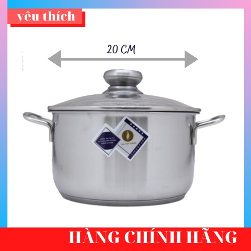 Nồi inox 3 đáy nắp kính FiveStar 20cm N203DG