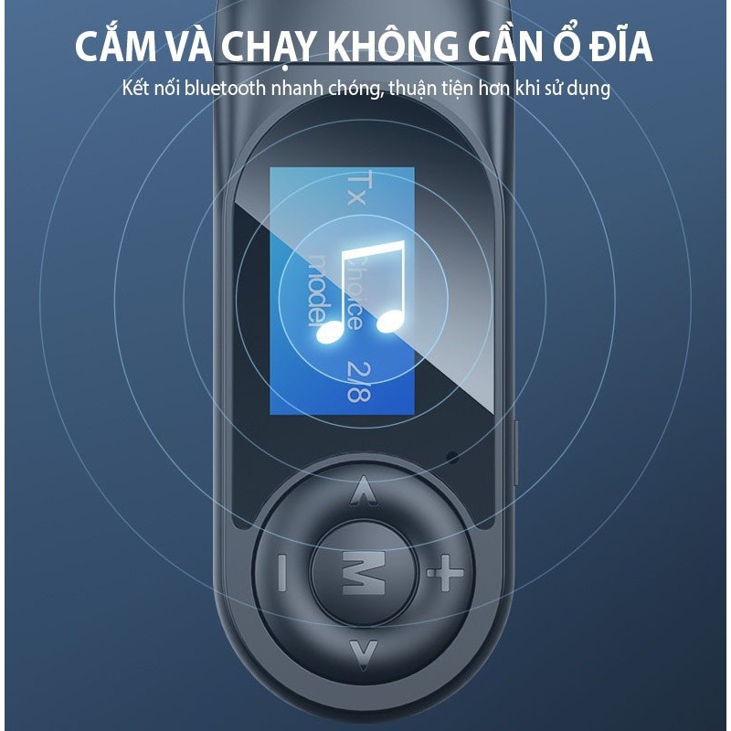 Bộ Thu Phát Không Dây 2 In 1 Bluetooth 5.0 Màn Hình LCD - T13