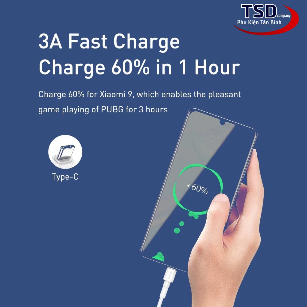 Cáp Sạc Nhanh Siêu Bền Baseus Mini White Dùng Cho Smartphone, Tablet ( Quick Charging &amp; Sync Data TPE Cable )