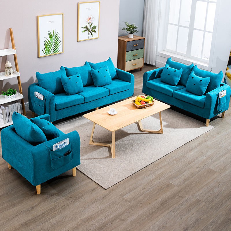 Bán trước❧Vải Bắc Âu ghế sofa căn hộ nhỏ thời trang mèo tháo rời và giặt đơn đôi ba người ra cửa hàng quần áo lướ