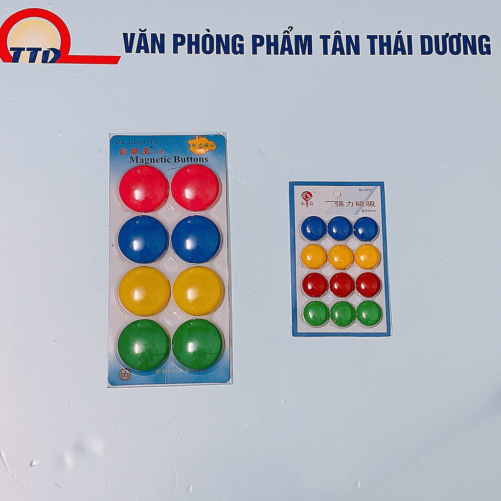 Vỉ 12 Viên Nam Châm Gắn Bảng Nhiều Màu - 2 Cỡ