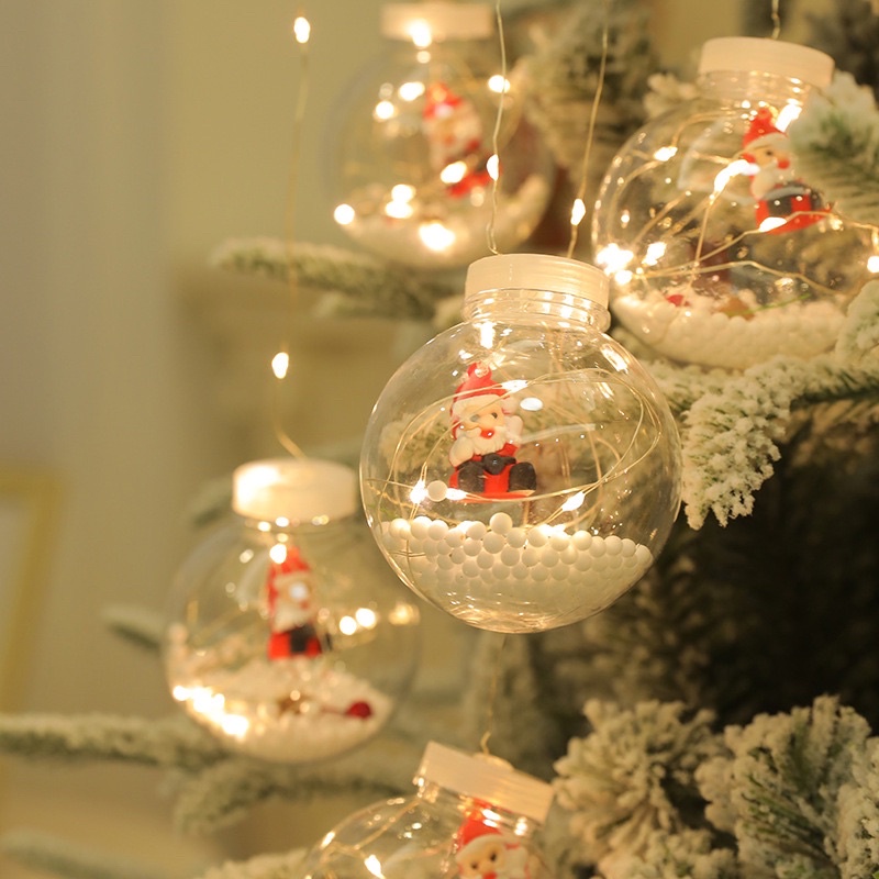 Đèn led đom đóm kèm 10 bóng noen 5 chế độ nháy hình ông già noen decor. Dây dài 3m 10 bóng so le siêu xinh. tặng dính.