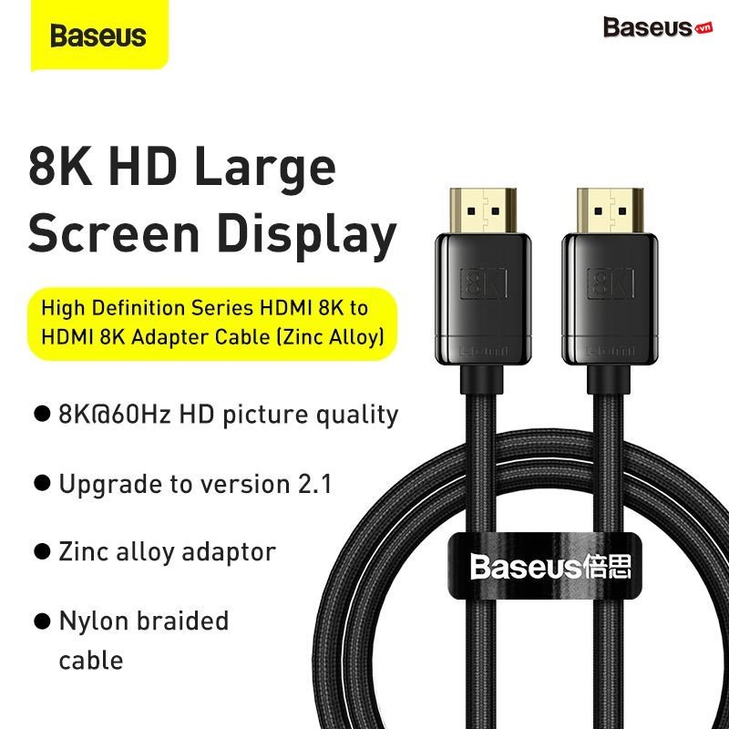 Cáp HDMI 2.1 8K Baseus High Definition Series HDMI 8K to HDMI 8K Adapter Cable