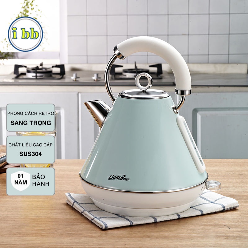 Ấm siêu tốc Cidylo bình đun nước cao cấp phong cách retro dung tích 1L8_ibb