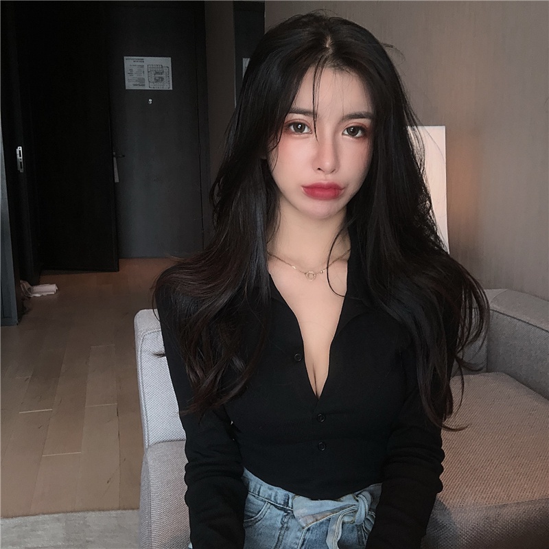 Áo thun COZOK tay dài màu trơn dáng ôm dễ phối đồ thời trang