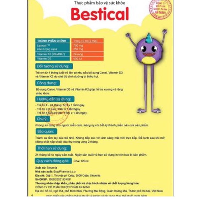 Bestical canxi sinh học dễ hấp thụ giúp bé tăng chiều cao tối đa+ gói tăm bông