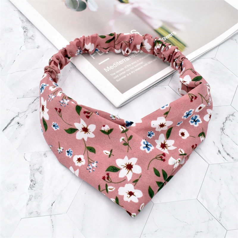 Băng đô vải co giãn họa tiết hoa tùy chọn phong cách retro thời trang dành cho nữ