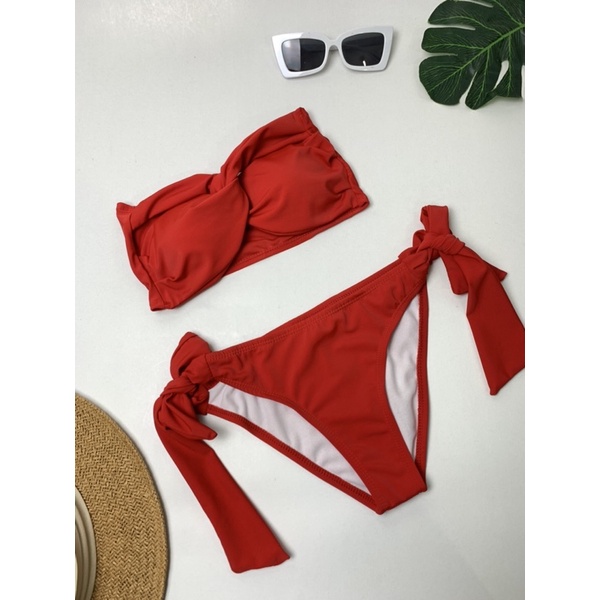 Bikini đồ bơi 2 mảnh áo xoắn xanh rêu