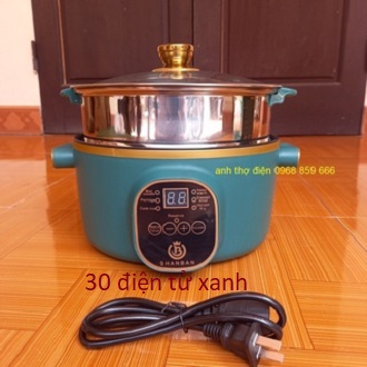 Nồi Lẩu Mini Đa Năng Xào, Hấp, Chiên, Nấu Cơm, Nấu Cháo, 6 Chế Độ nấu 2 tầng kèm hấp