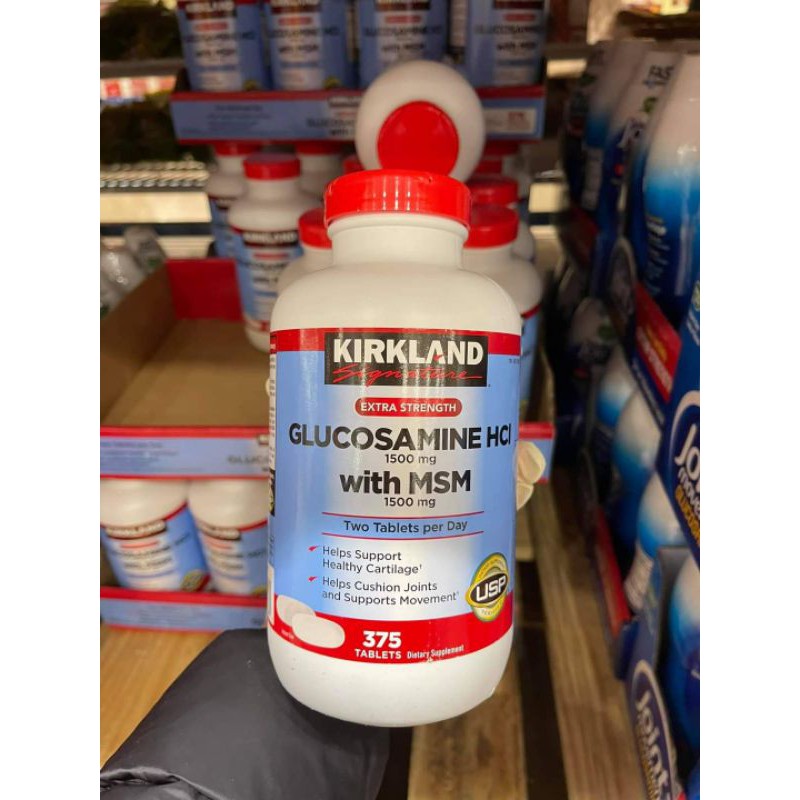 Viên uống Glucosamine HCL with MSM của Kirkland 1500mg 375 viên của Mỹ
