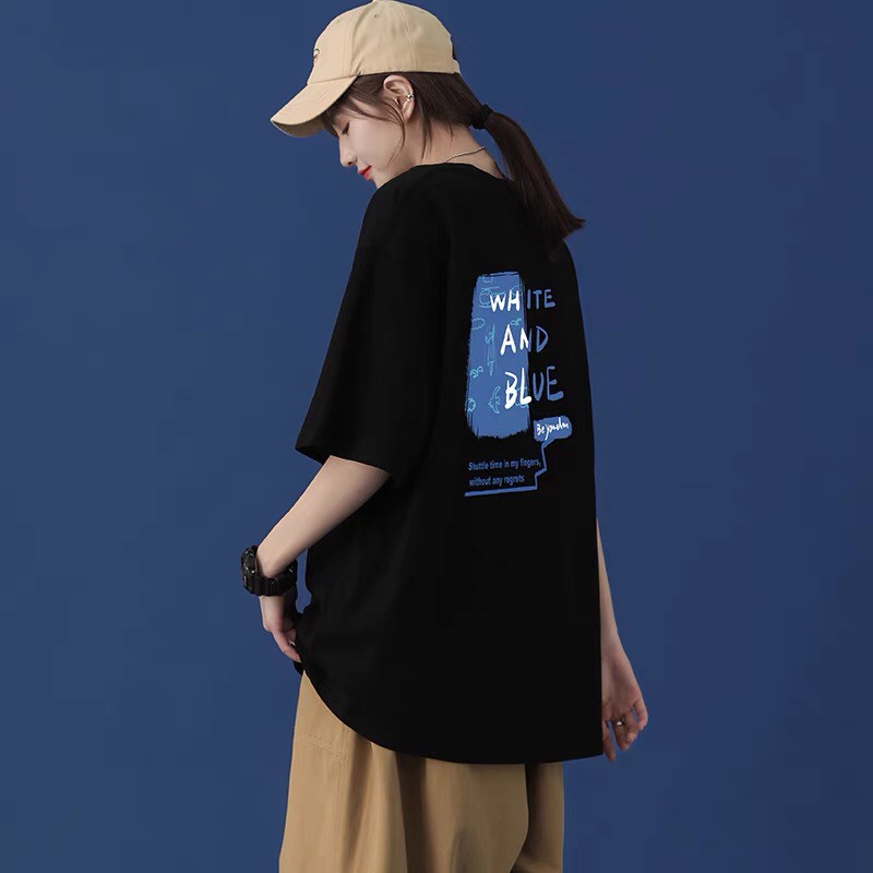 Áo thun tay lỡ , Áo phông WHITE AND BLUE Unisex | BigBuy360 - bigbuy360.vn