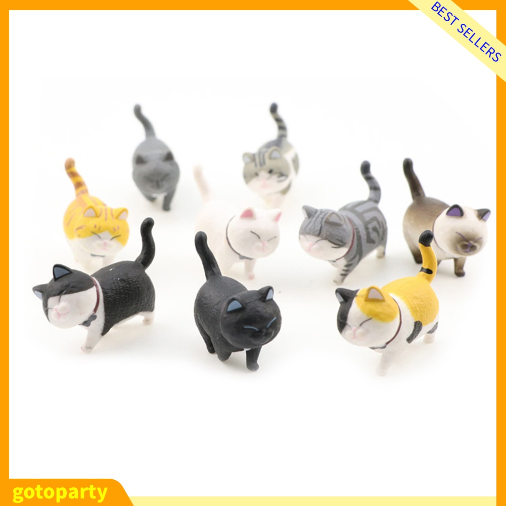 Set 9 Mô Hình Mèo Xoay Tròn Dễ Thương Trang Trí Nhà Cửa