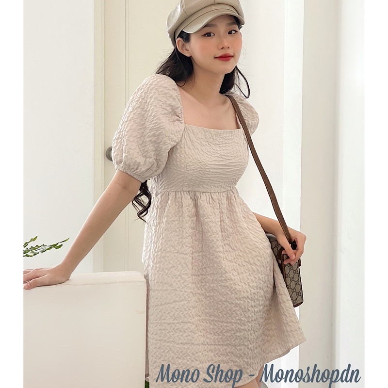 Đầm gấm xốp cột nơ lưng dáng babydoll mặc được hai kiểu Ảnh thật/ sẵn | BigBuy360 - bigbuy360.vn