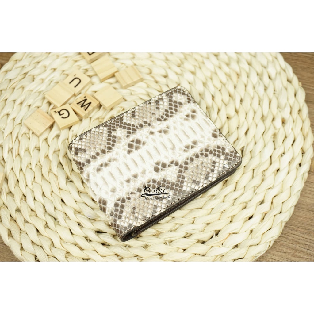 VÍ NAM DA THẬT DÁNG NGANG, VÍ DA NAM, BÓP DA TRĂN NAM Babu Handmade WL156