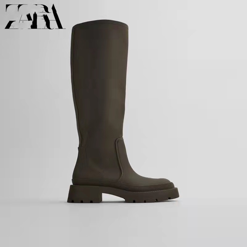 2022ZARA trendy new genuine leather thick-soled boots for women