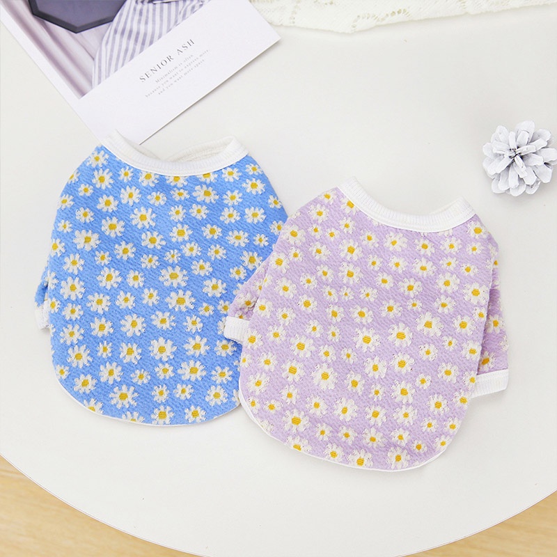 Áo Khoác Len Họa Tiết Hoa Cúc Thời Trang Thu Đông Cho Thú Cưng