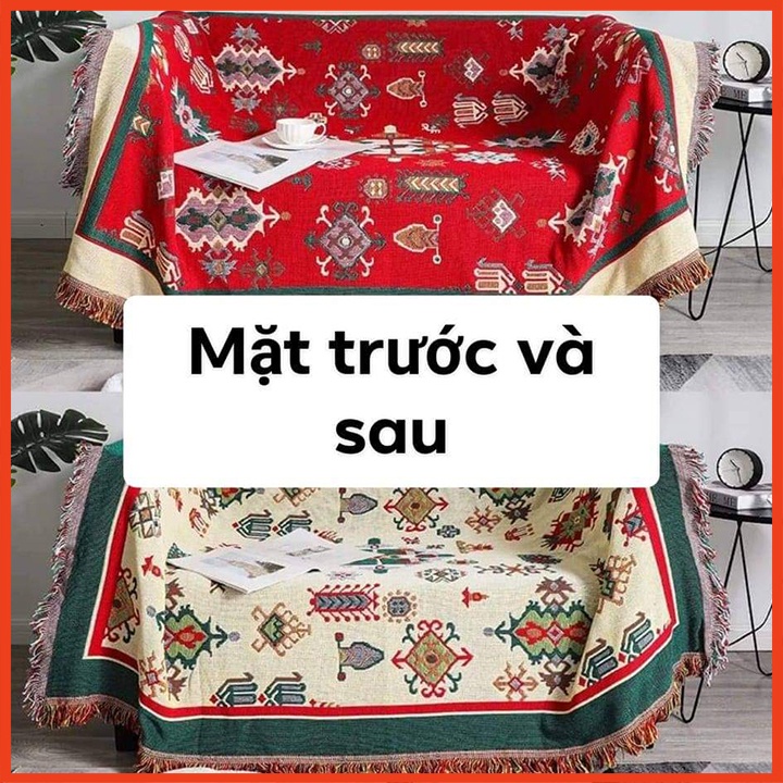 Thảm thổ cẩm trải sàn, Khăn phủ sofa họa tiết noel hàng nhập khẩu cao cấp nhiều kích thước