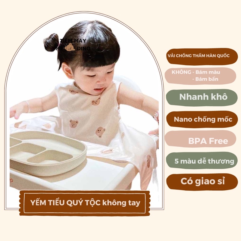 Áo yếm ăn dặm BLW không tay cho bé 6m đến 3y vải chống thấm Hàn Quốc