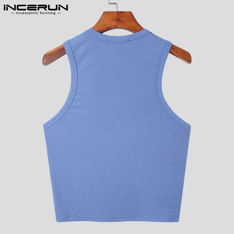 Áo thun INCERUN không tay màu trơn 3 màu tùy chọn thoải mái cho nam