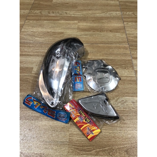 Giá trọn bộ 3 món ốp (bầu gió (pô e )+gác chân +đầu máy ) xe SH nhập khẩu ý ) inox cao cấp giá rẻ mẫu mã đẹp
