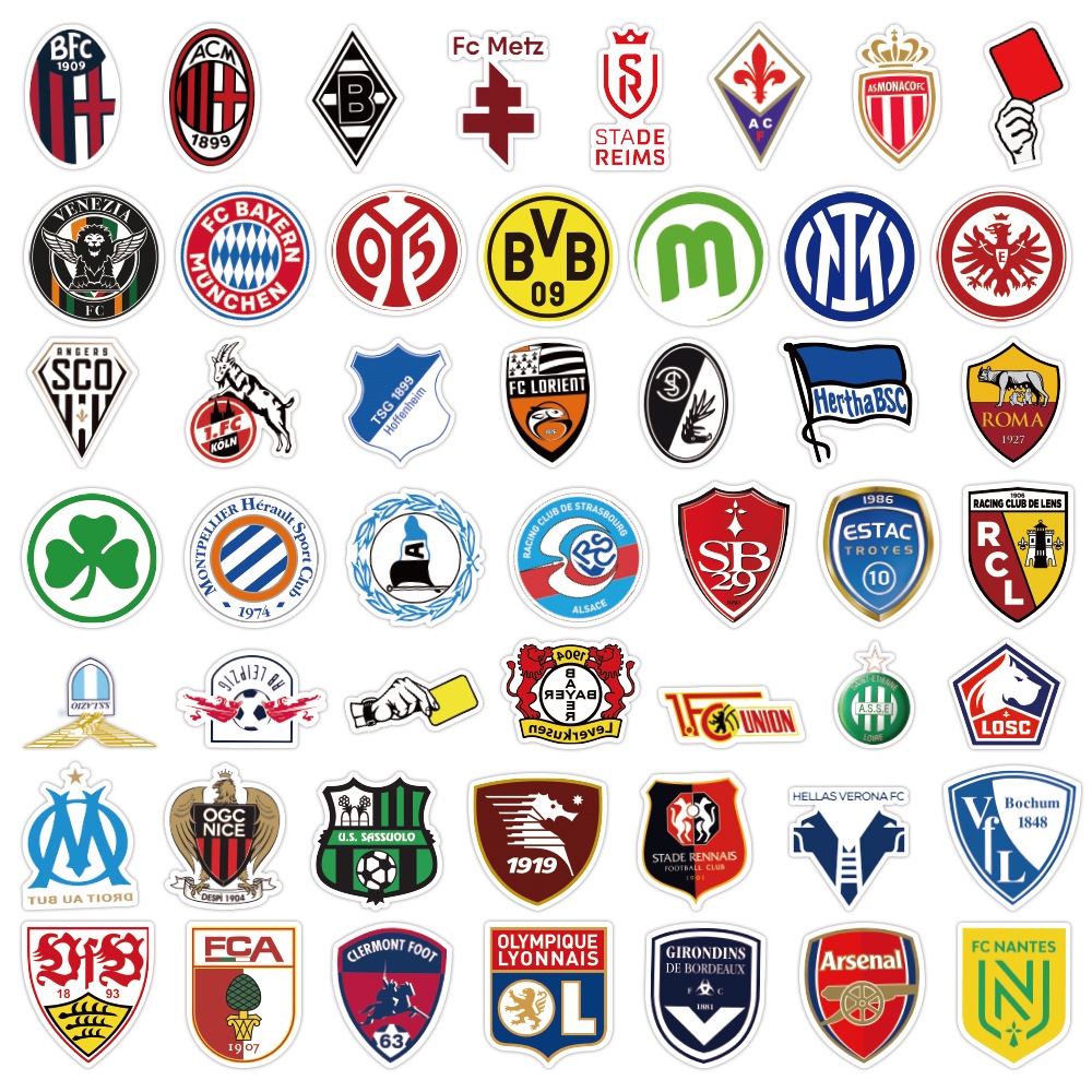 Bộ 100 Cái/Bộ ❉ Miếng Dán Logo Câu Lạc Bộ Bóng Đá ❉ Sticker Dán Tường Chống Thấm Nước Thời Trang