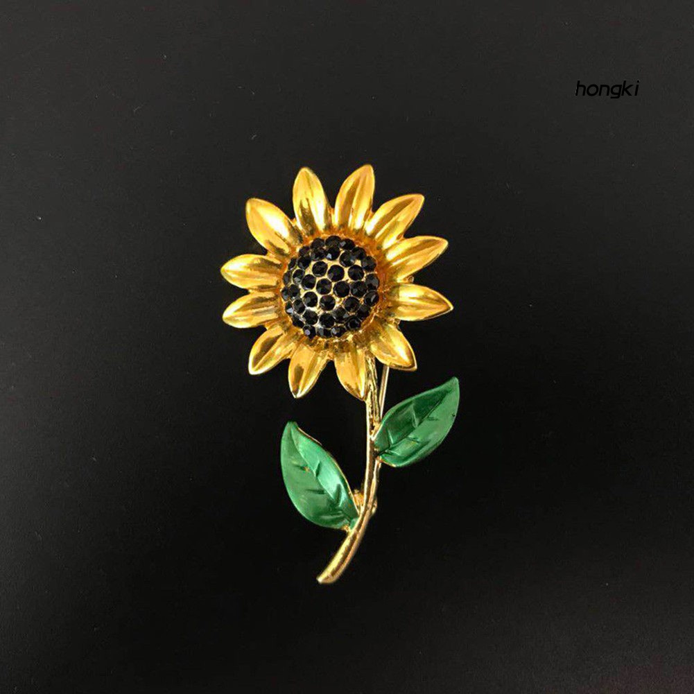 Ghim Cài Áo Hình Hoa Hướng Dương Đính Đá Nhân Tạo Thời Trang Cho Nữ