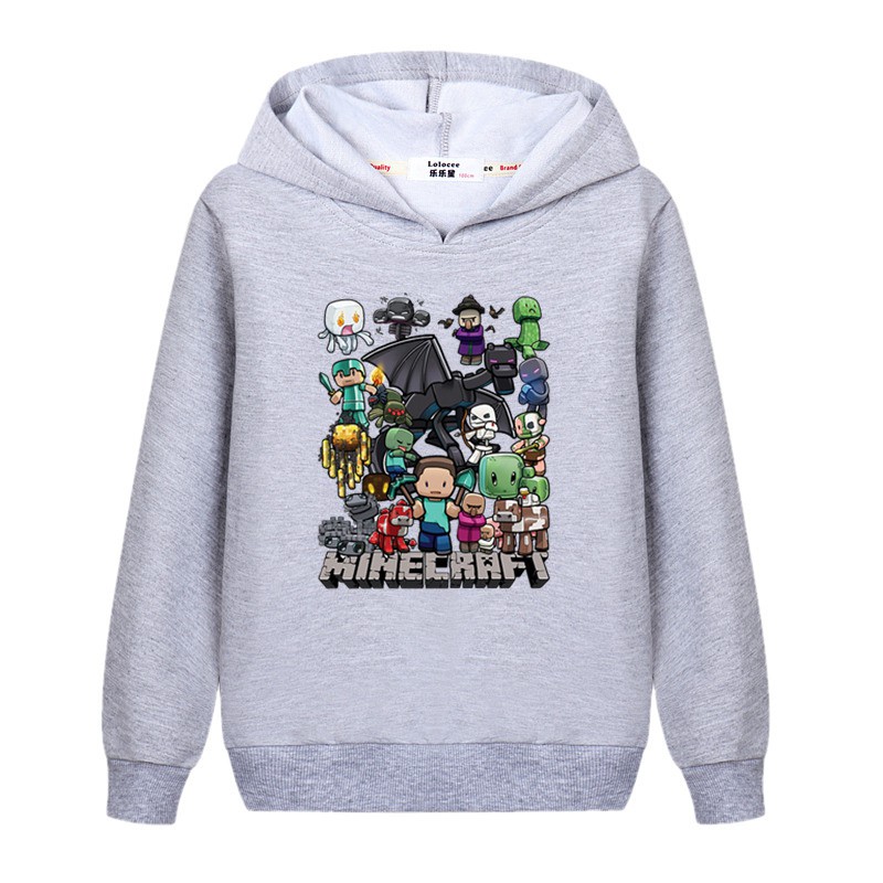 Áo khoác hoodie tay dài in hình minecraft thời trang mùa đông dành cho bé trai 2022