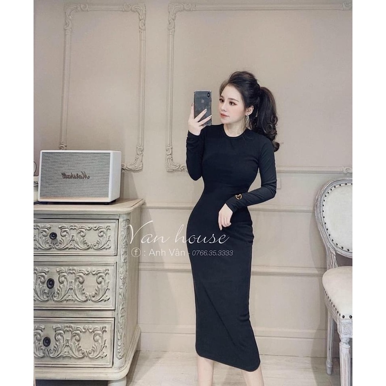 Váy Body dài tay , hack dáng,co giãn dầy dặn, váy body cao cấp, hàng loại 1 Quảng Châu SIZE :S,M,L