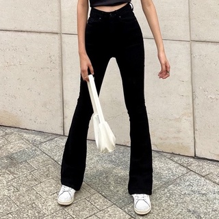 Quần Jean Ống Loe Đen VIOLET Nữ Dài Sofm Wear Cạp Cao
