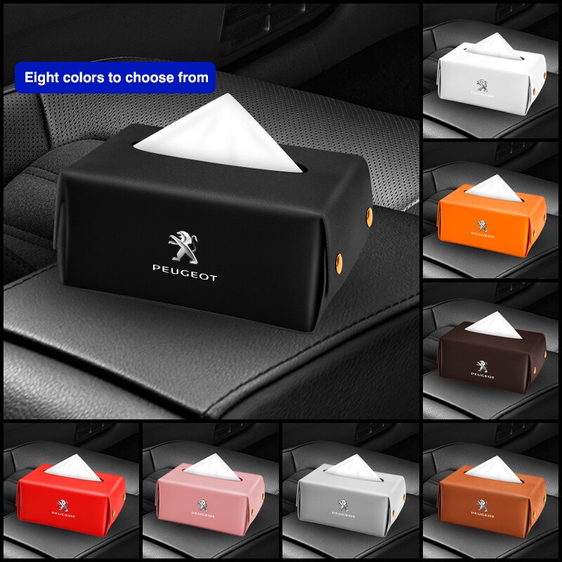 Hộp Đựng Khăn Giấy Bằng Da Trang Trí Nội Thất Xe Hơi Peugeot 4008 Rcz 5008 206 207 307 301 308 408 3008 508