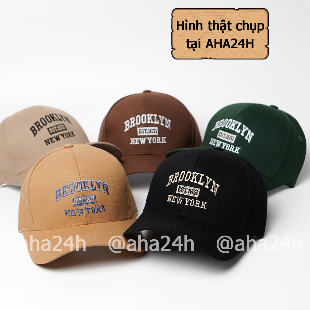 Mũ lưỡi trai kaki thêu chữ BROOKLYN NEWYORK phong cách nón kết nan nữ AH1679
