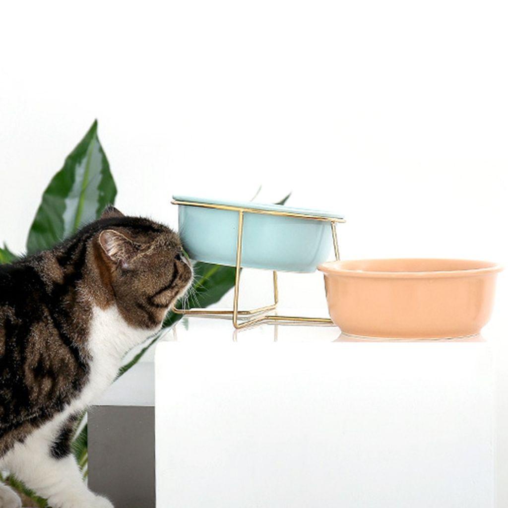 1 Tô Đựng Thức Ăn Có Giá Đỡ Đứng Bảo Vệ Cổ Phong Cách Bắc Âu Cho Thú Cưng