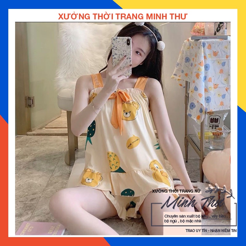 Bộ mặc nhà 2 dây - chất liệu thun sữa mềm - thời trang mới ( mã BC-06 )
