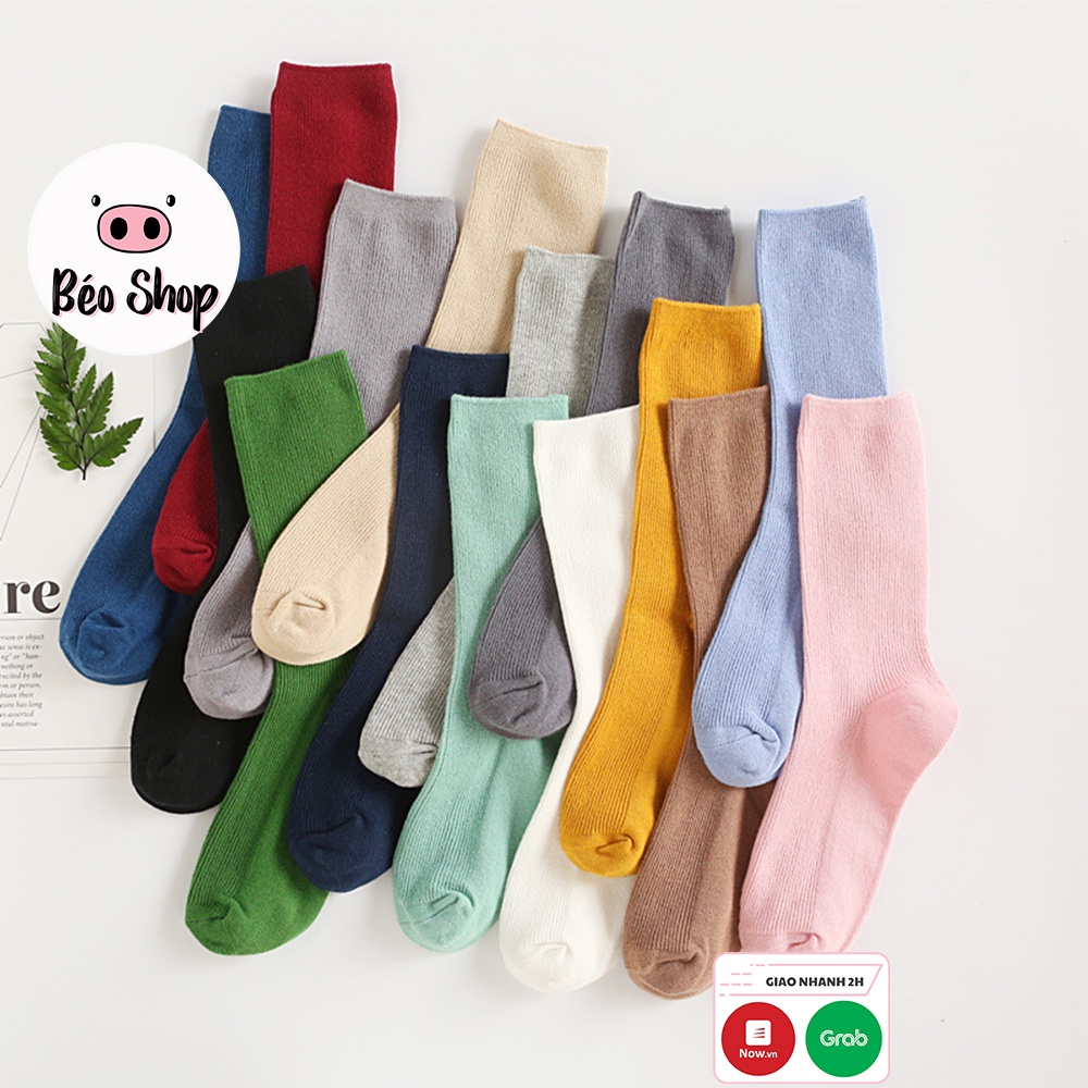 Tất vớ trơn nam nữ cao cổ Béo shop ulzzang unisex chất đẹp vintage nhiều màu MT60