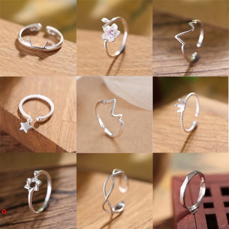 Nhẫn hở mạ bạc hình hoa xinh xắn