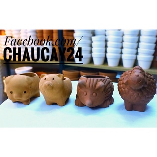 Chậu đất nung hình thú trồng cây hoa kiểng, sen đá, xương rông, cây may mắn, cây mini