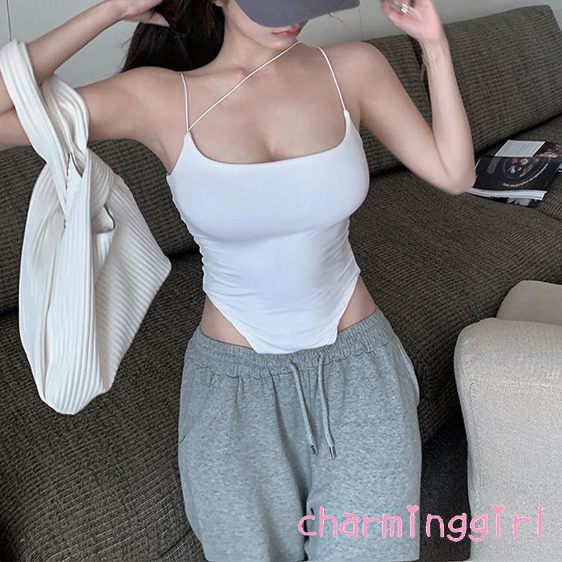 Chm-áo Liền Quần Hai Dây Màu Trơn Không Tay Thời Trang Mùa Hè Cho Nữ
