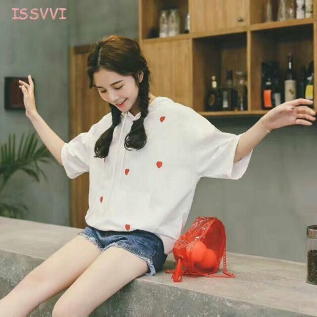 Áo croptop phom rộng có nón