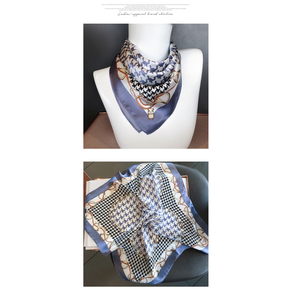 Khăn vuông lụa 70cm nữ công sở đẹp cao cấp- khăn turban quấn túi quấn tóc làm áo yếm- Bé Gấu