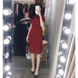 Đầm ôm body cổ tròn VNXK, chất thun tăm cao cấp