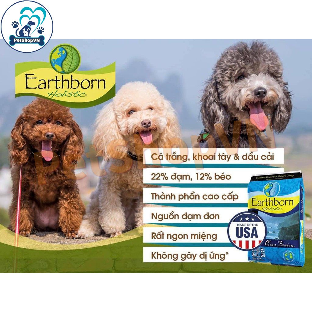 Thức Ăn Cho Chó Hạt EARTHBORN HOLISTIC OCEAN FUSION Bao 12Kg Vị Cá Trắng & Cá Menhaden