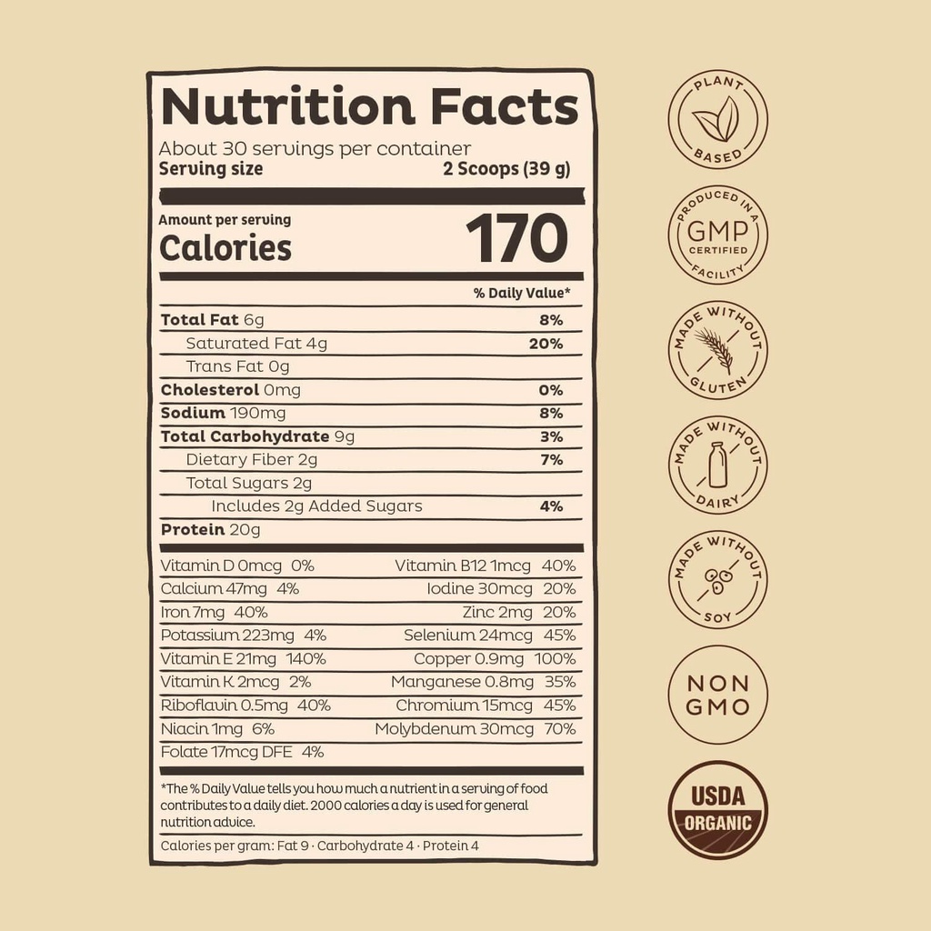 Bột KOS Organic Plant Based Protein Powder Chocolate 390g