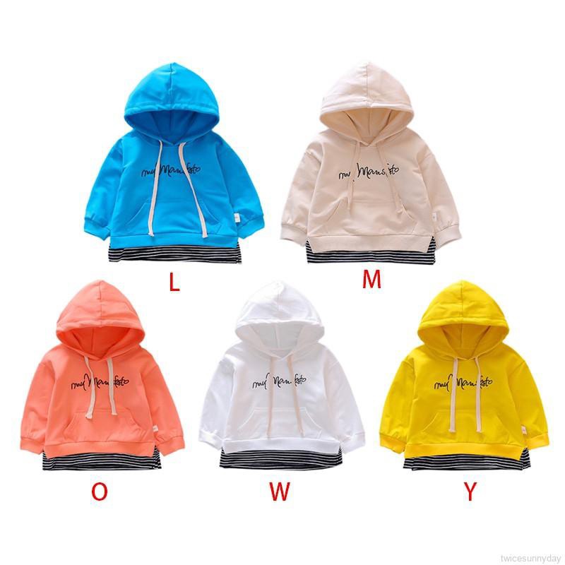 Áo hoodie giả hai lớp họa tiết sọc xinh xắn cho trẻ em