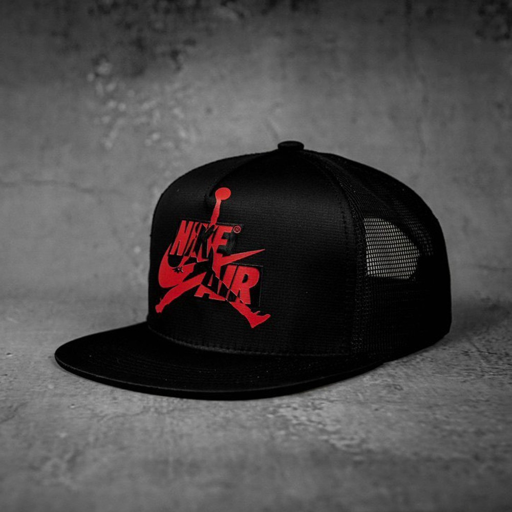 Mũ nón lưỡi trai snapback Nike Air đen / trắng phối lưới thời trang nhung cao cấp