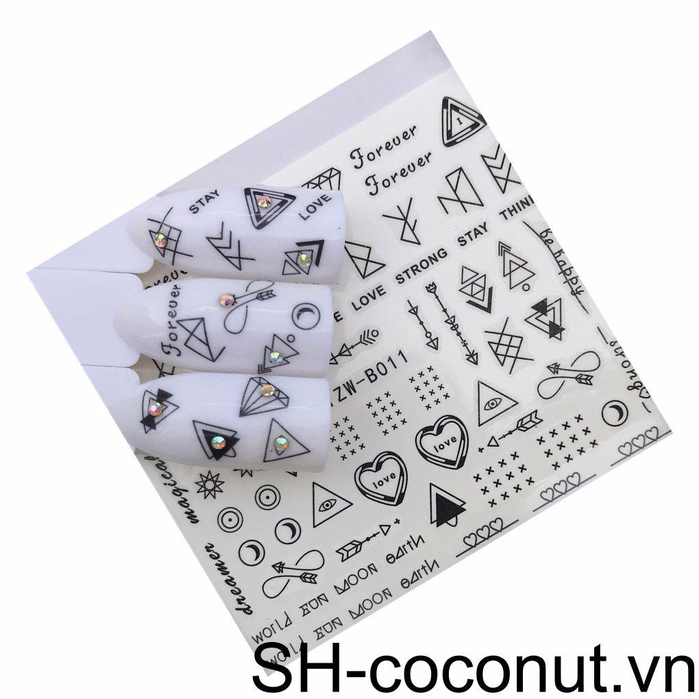 [Hàng mới về] Set 1/ 2/ 3/ 5 miếng sticker dán móng tay 3D họa tiết động vật hình học